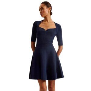 Ted Baker London Milly Sweetheart Sweater Dress Navy Ted Size 6 US Size 14 NWT